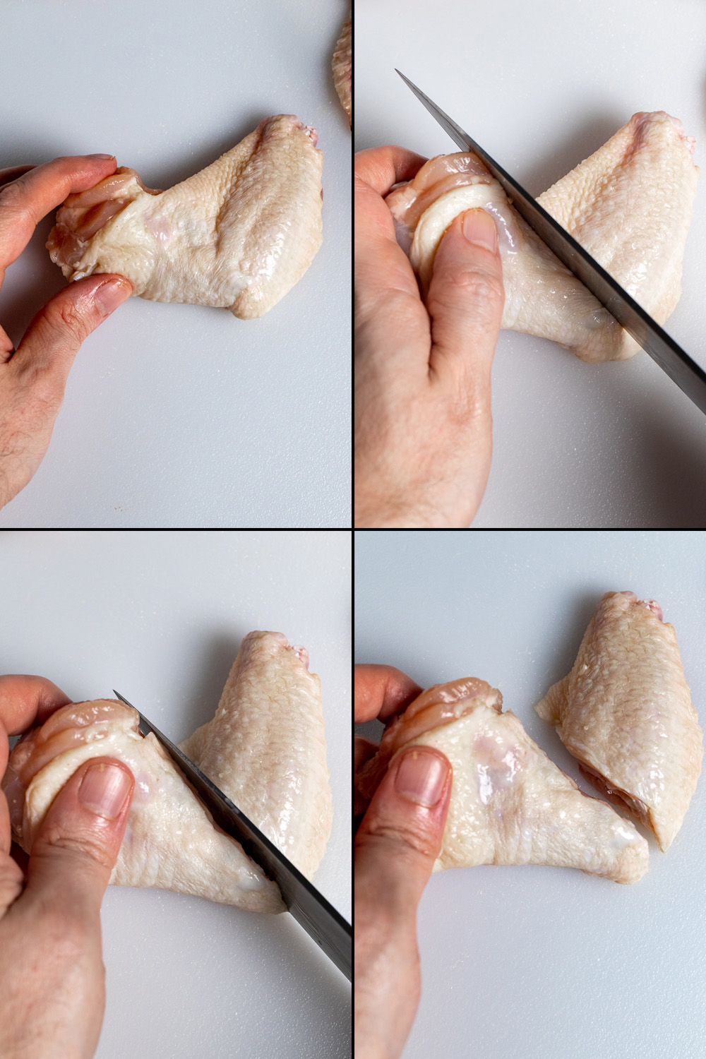 cutting drum from flat of chicken wing