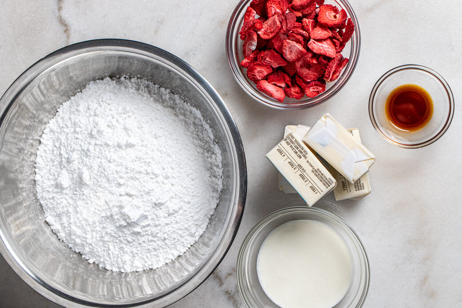 Ingredients for strawberry buttercream