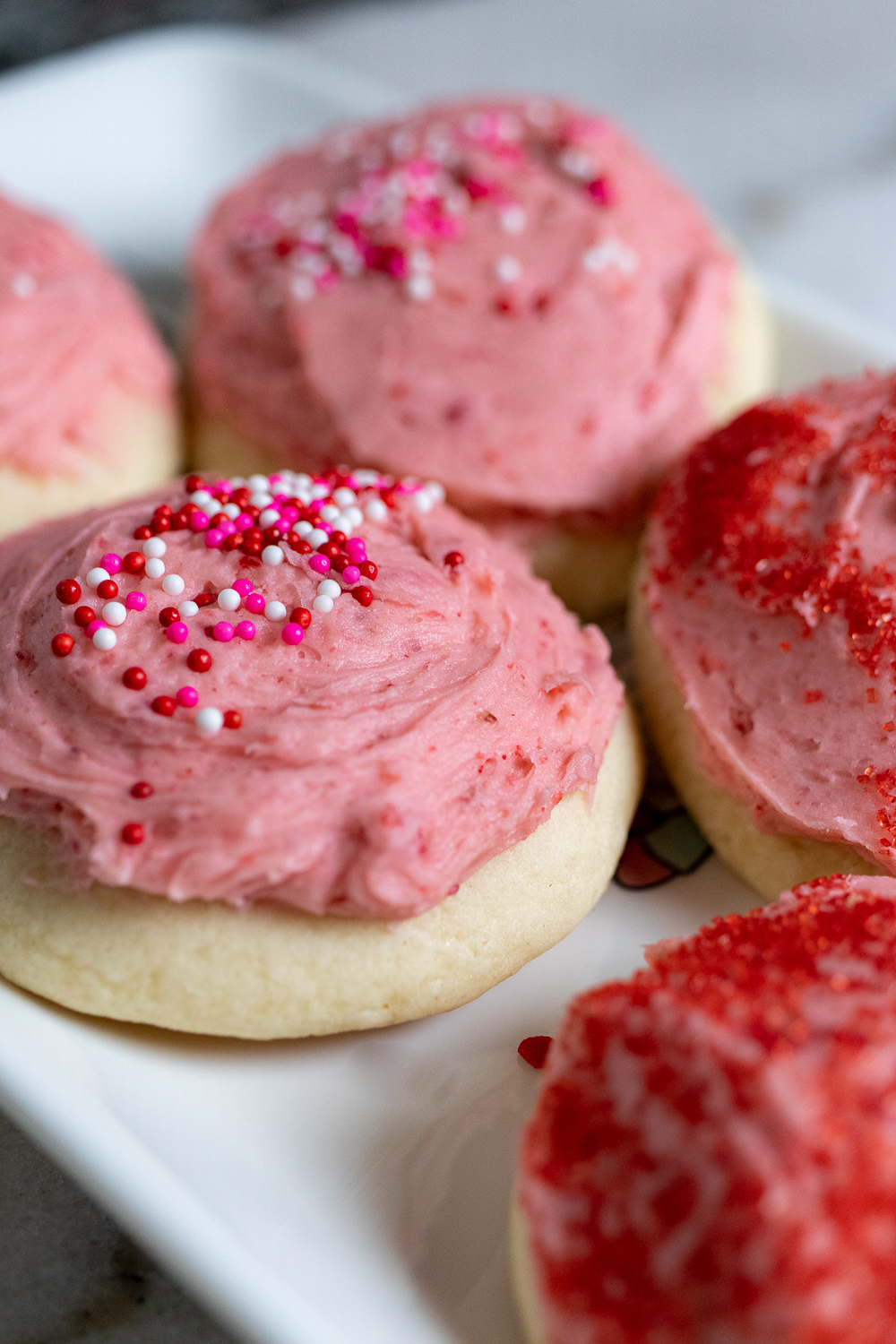 Valentine's Day sugar cookie with various sprinkles