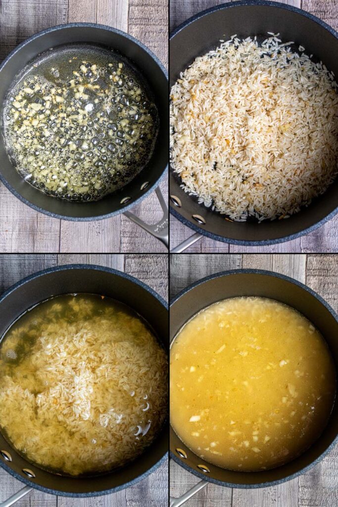 4 steps in making garlic fried rice