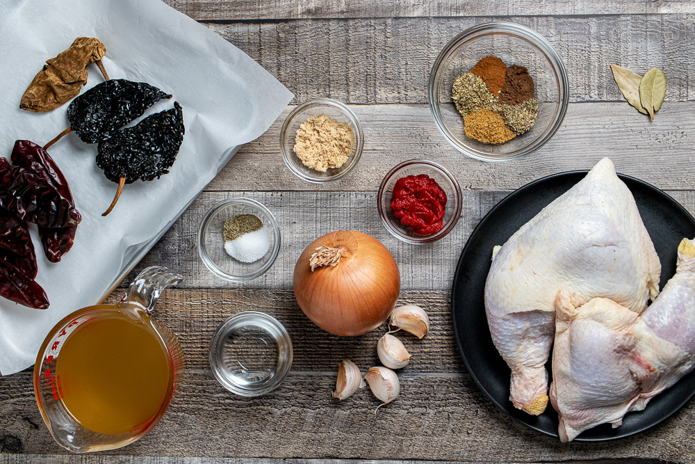 ingredients for Mexican adobo chicken