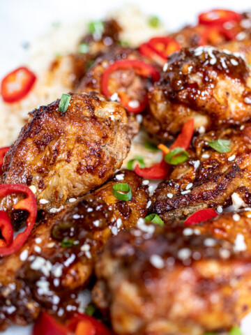 close up of Chinese chicken wings on parchment