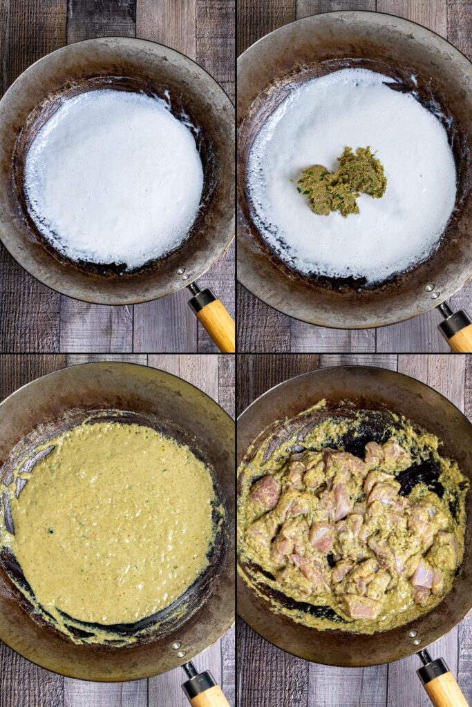 second set of 4 steps in making Thai green curry