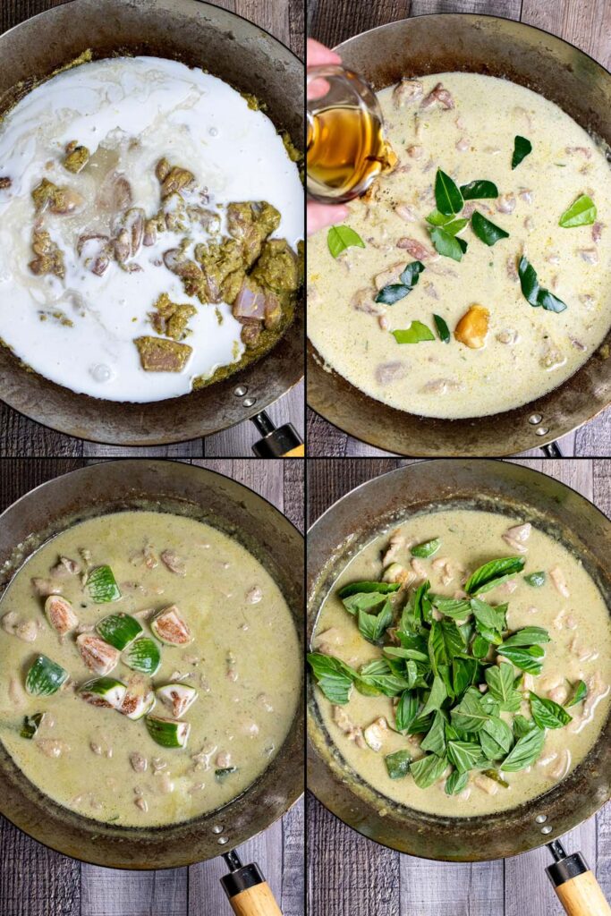 third set of 4 steps in making Thai green curry