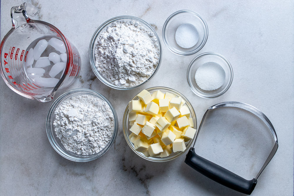 ingredients for an all-butter pie crust