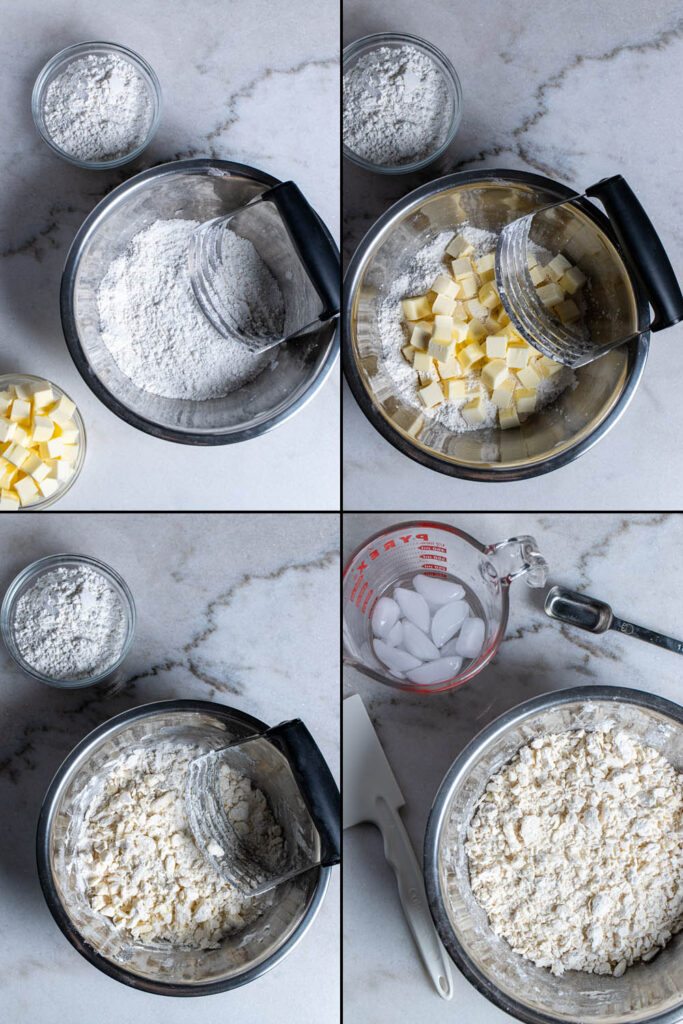 first 4 steps in making an all-butter pie crust
