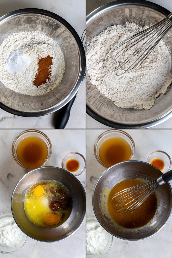 2nd four steps in making cinnamon apple cider muffins
