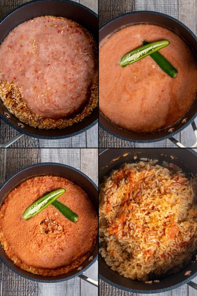 last 4 steps in making Mexican rice
