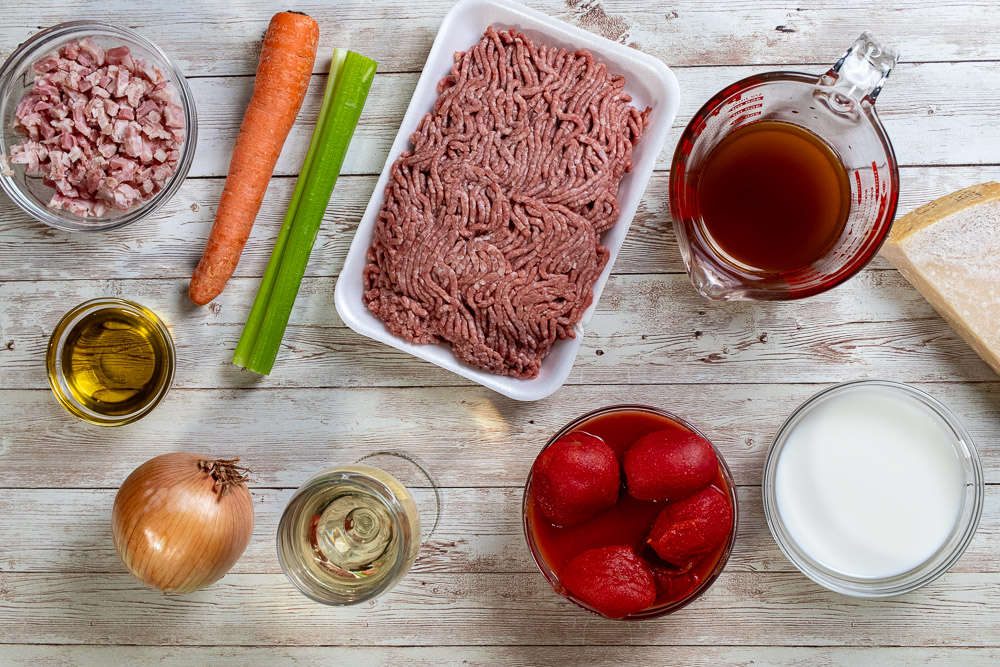 ingredients for authentic Bolognese