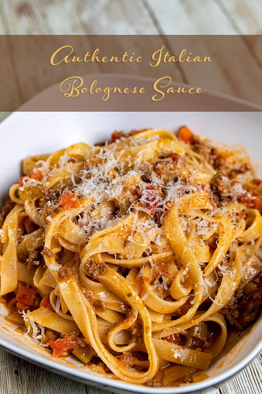 bowl of authentic Bolognese with tagliatelle pasta