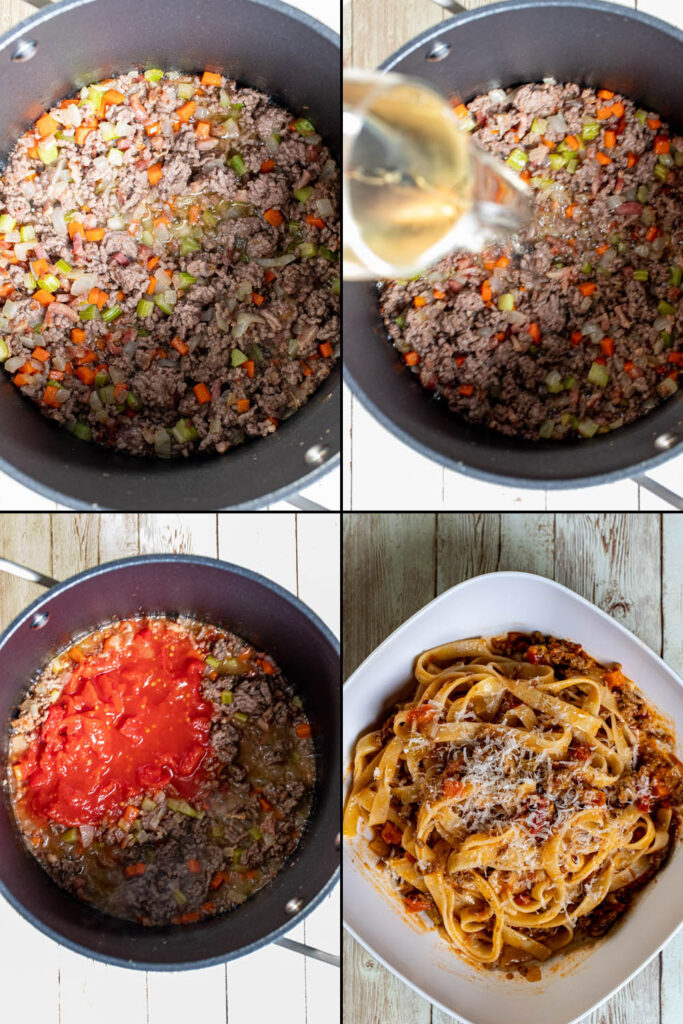 second 4 steps in cooking authentic Bolognese