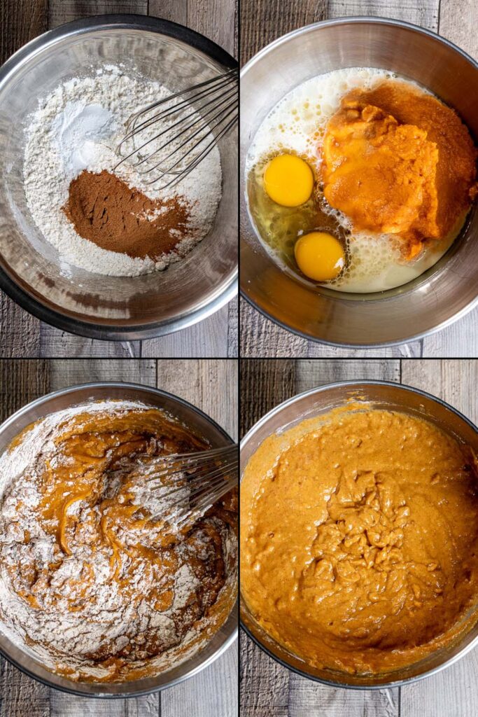 4 steps in making pumpkin spice muffins