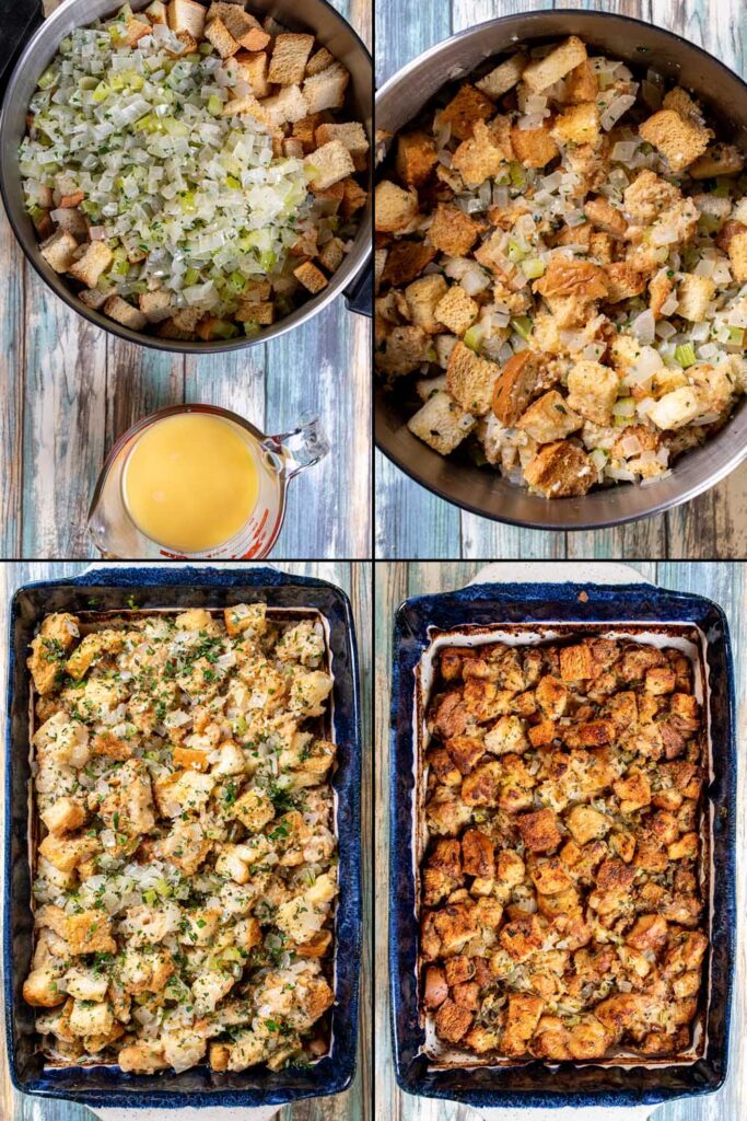 last 4 steps in making a classic Thanksgiving stuffing