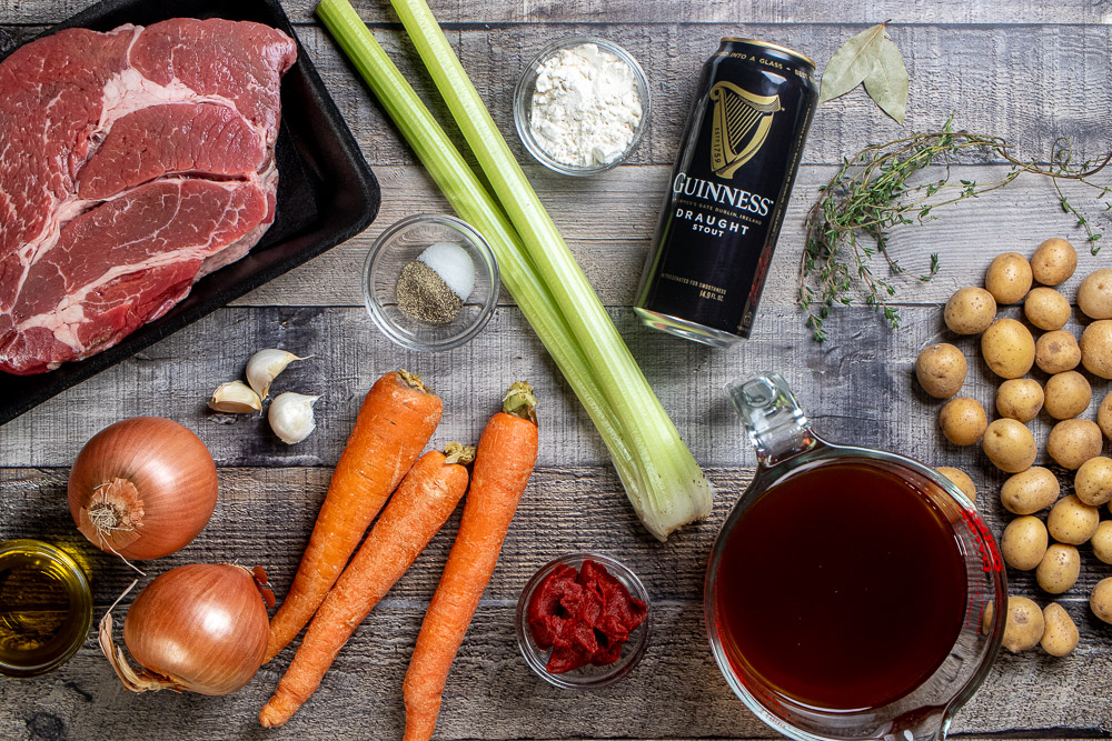 ingredients for Guinness Irish stew