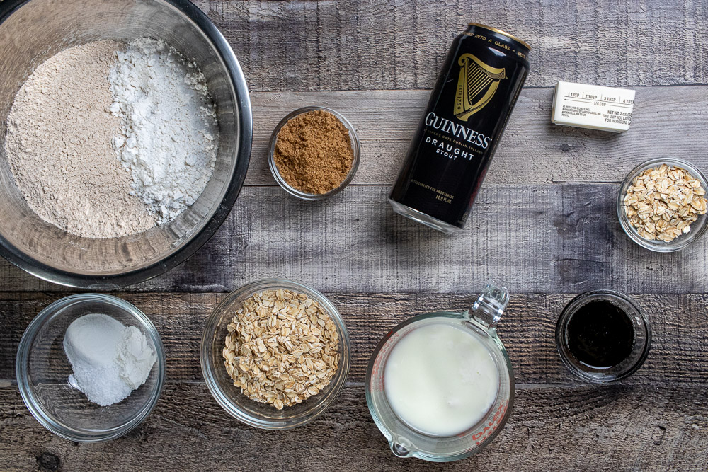 ingredients for Irish Guinness brown bread