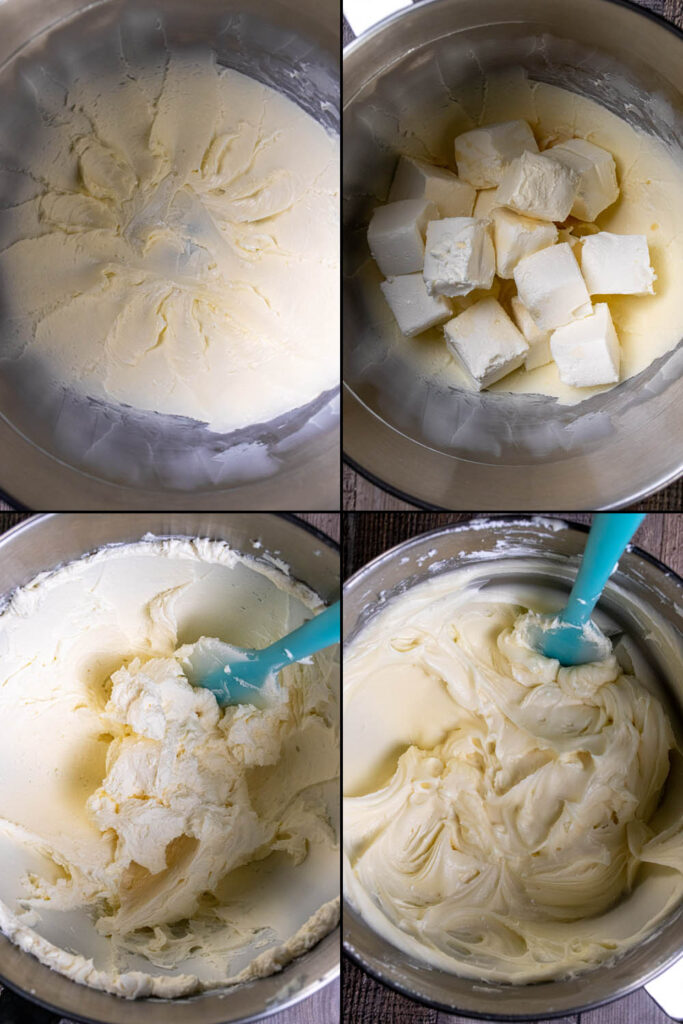 4 steps in making cream cheese frosting.