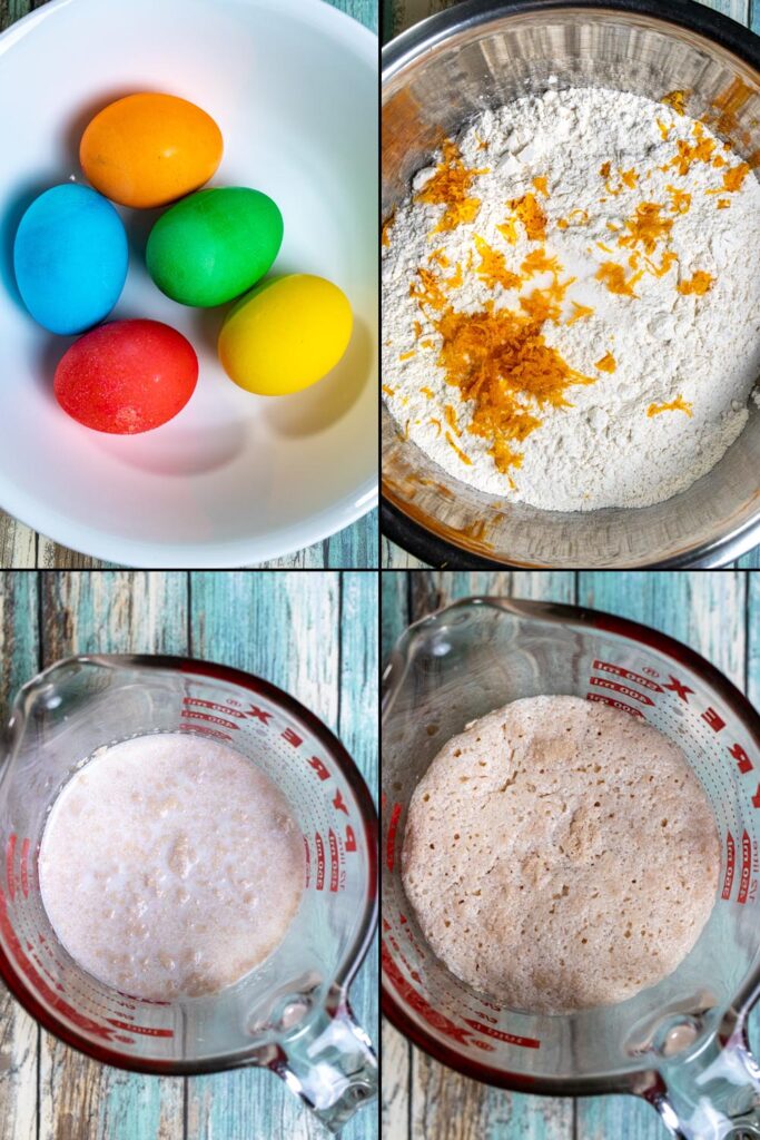 First 4 steps in making Italian Easter bread.