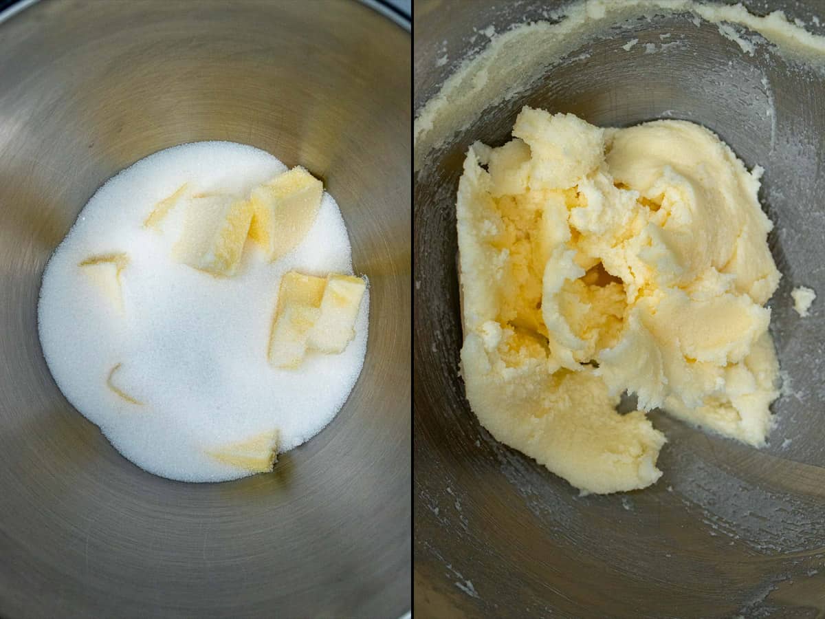 Before and after creaming butter and sugar together.