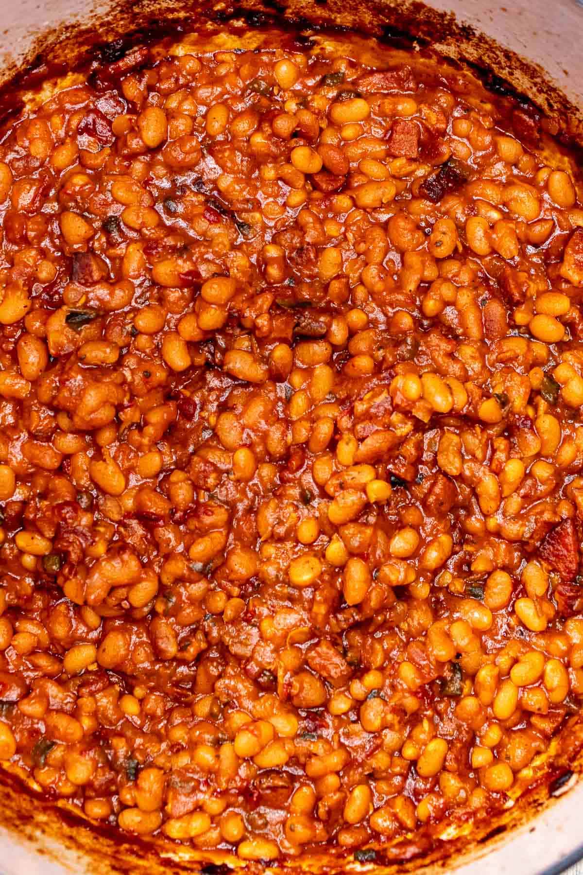 The baked beans after finishing cooking.