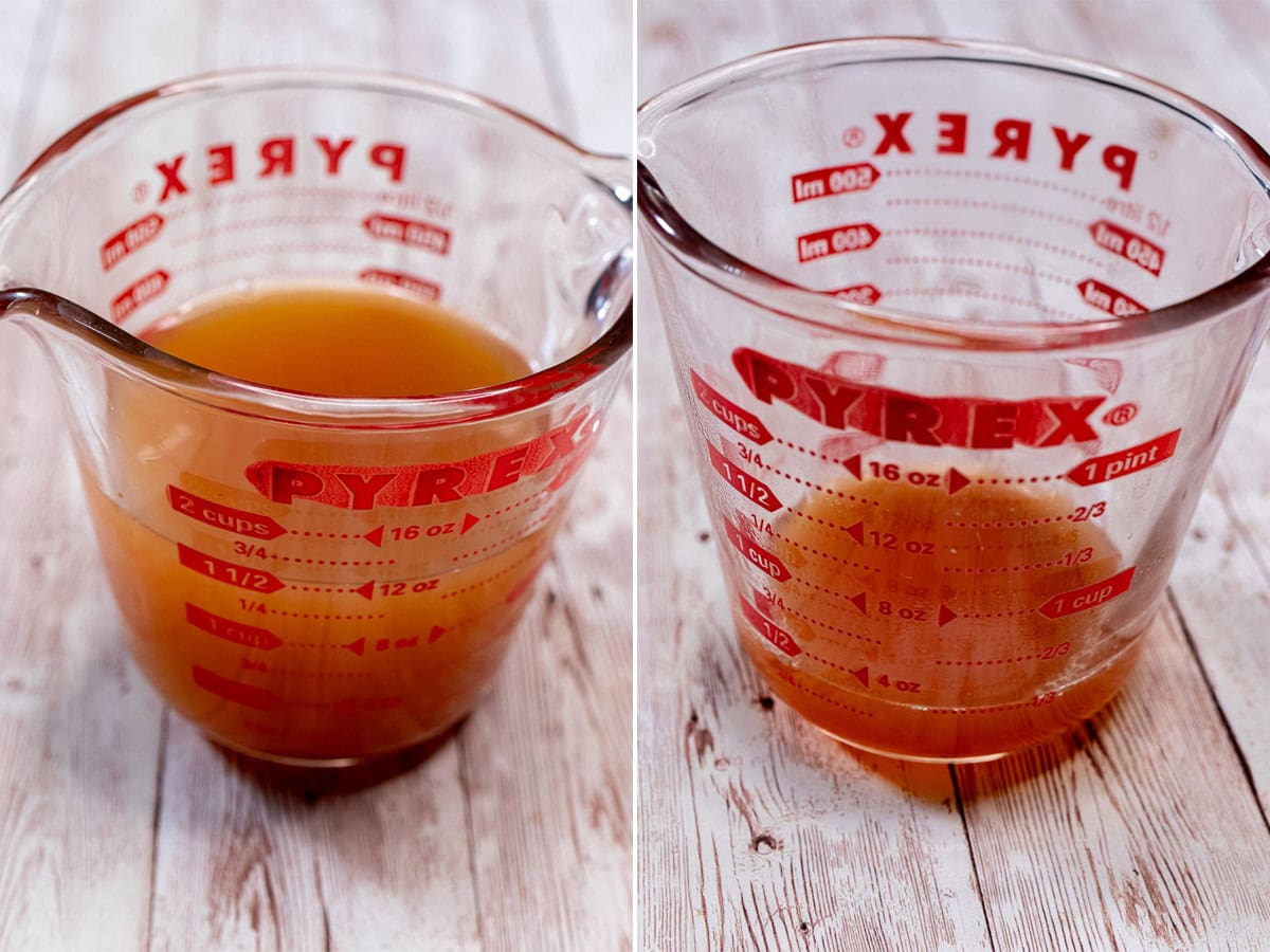 Apple cider reduced to a quarter cup.