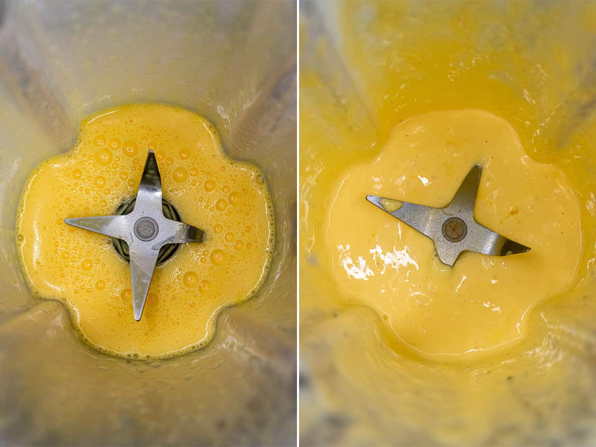 Making an easy hollandaise sauce in a blender.